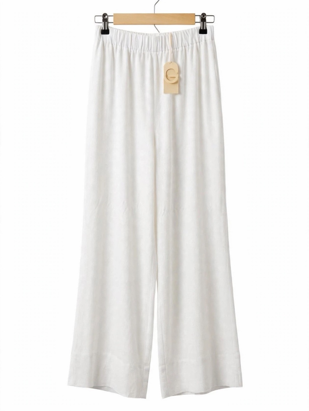 NWT Good Luck Gem Wide-Leg Elastic Waist White Pants Resort flowly